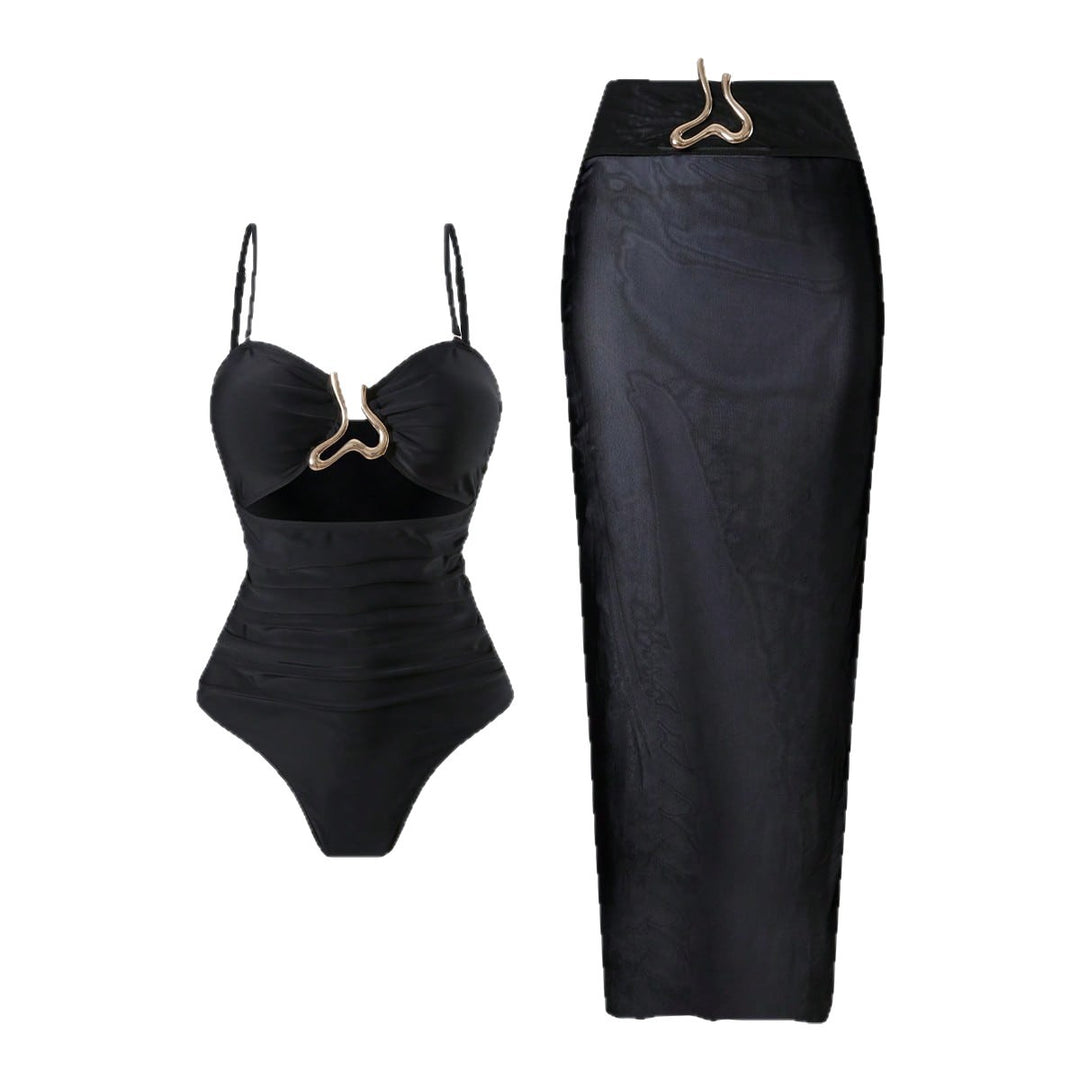 Damen Eleganter Badeanzug mit schickem Wrap-Rock Echo Archiv