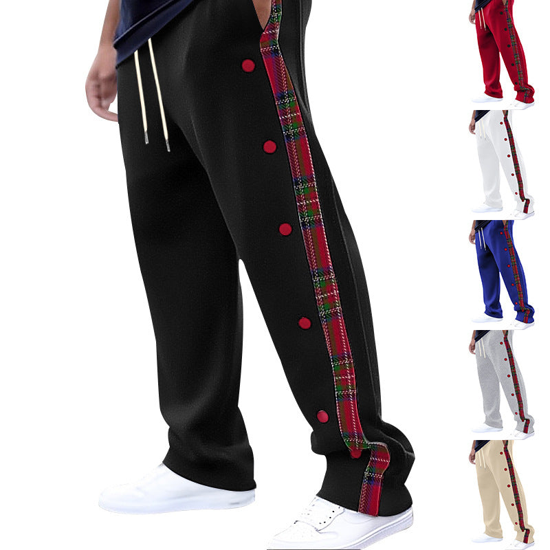 Herren lockere Jogginghose mit seitlichem Karostreifen und Druckknopfleiste Echoarchiv