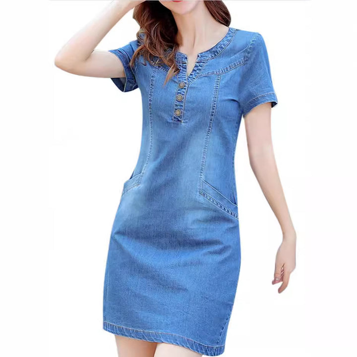 Damen Jeanskleid im lässigen Schnitt mit Knopfdetails und praktischen Taschen Echo Archiv
