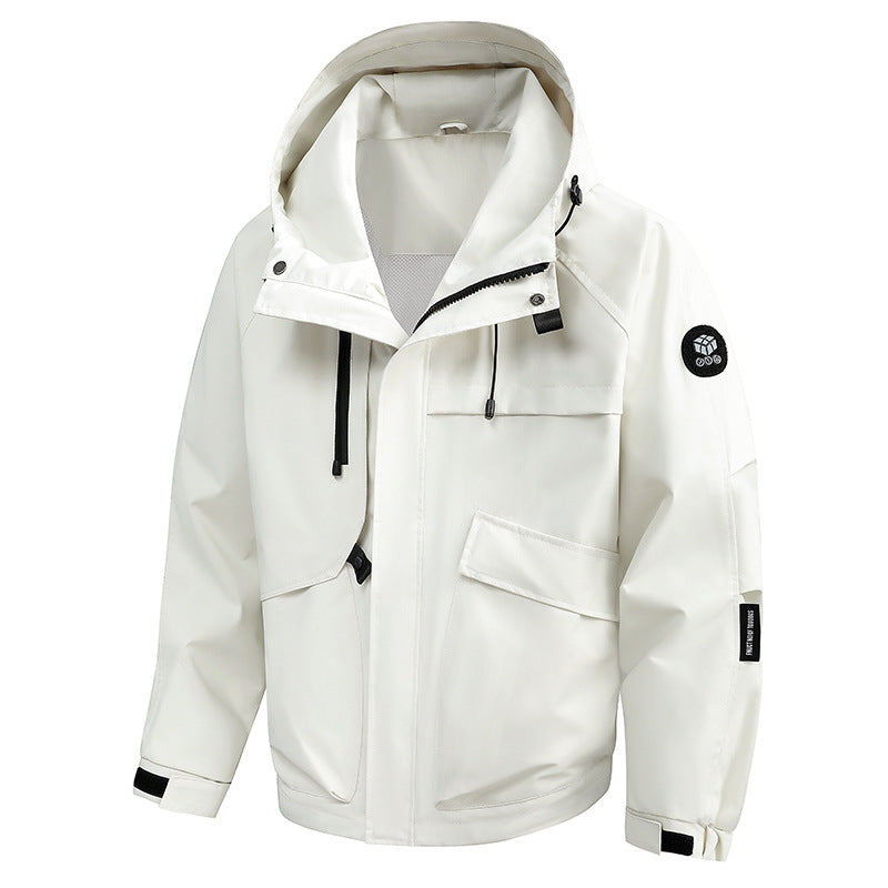 Herren Wasserabweisende Utility-Outdoorjacke mit Kapuze, Mehrfachtaschen & verstellbaren Manschetten Echoarchiv