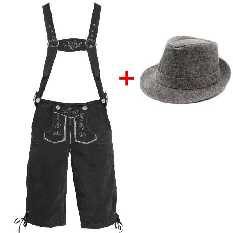 Herren nan kurze Trachtenlederhose mit verstellbaren Trägern und traditionellen Stickereien Echo Archiv
