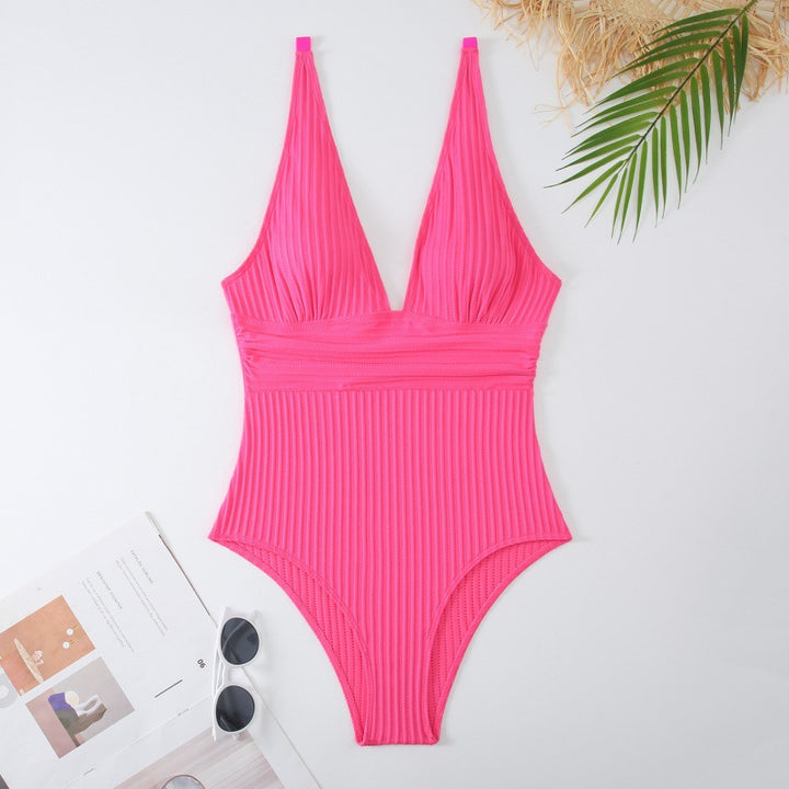 Damen Einteiler Badeanzug mit raffiniertem Rippendesign Echo Archiv