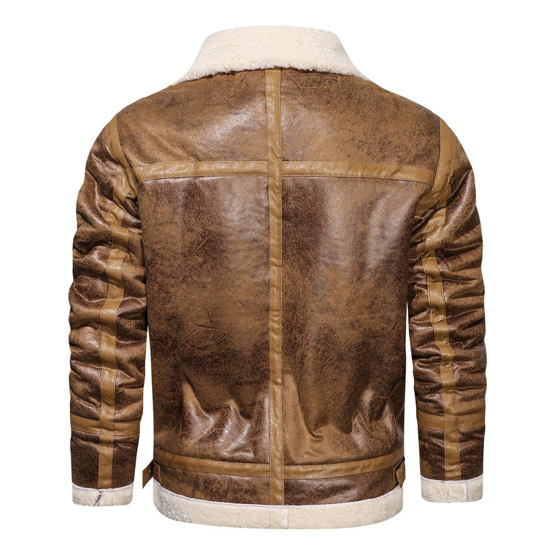 Herren Fliegerjacke mit Lammfellfutter und Vintage Kunstlederoptik – Taviero