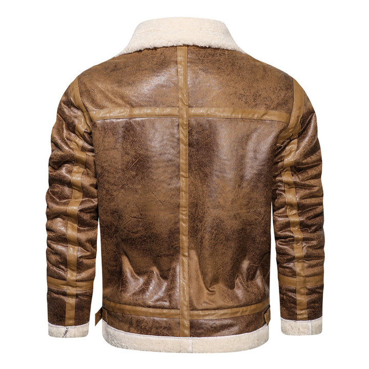 Herren Fliegerjacke mit Lammfellfutter und Vintage Kunstlederoptik – Taviero