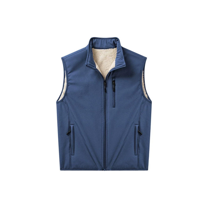 Herren Sherpa-gefütterte Softshell-Weste mit Stehkragen und Reißverschlusstaschen Echoarchiv