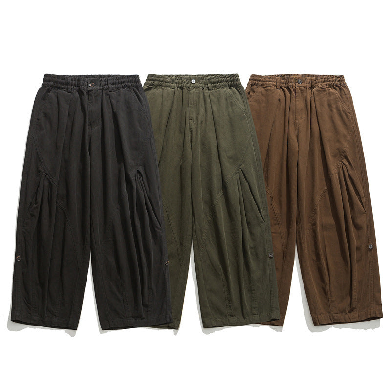 Damen Culotte-Hose im Paperbag-Stil mit elastischem Bund, Teilungsnähten und weitem Bein Echo Archiv