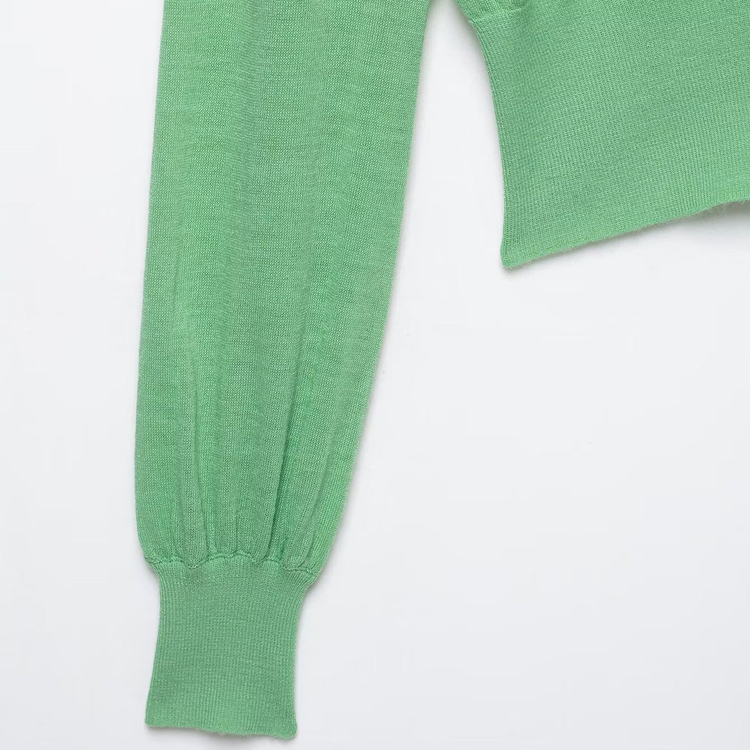 Damen Gestreifter Cropped‑Polo‑Pullover mit Knopfleiste und Rippbündchen Echoarchiv