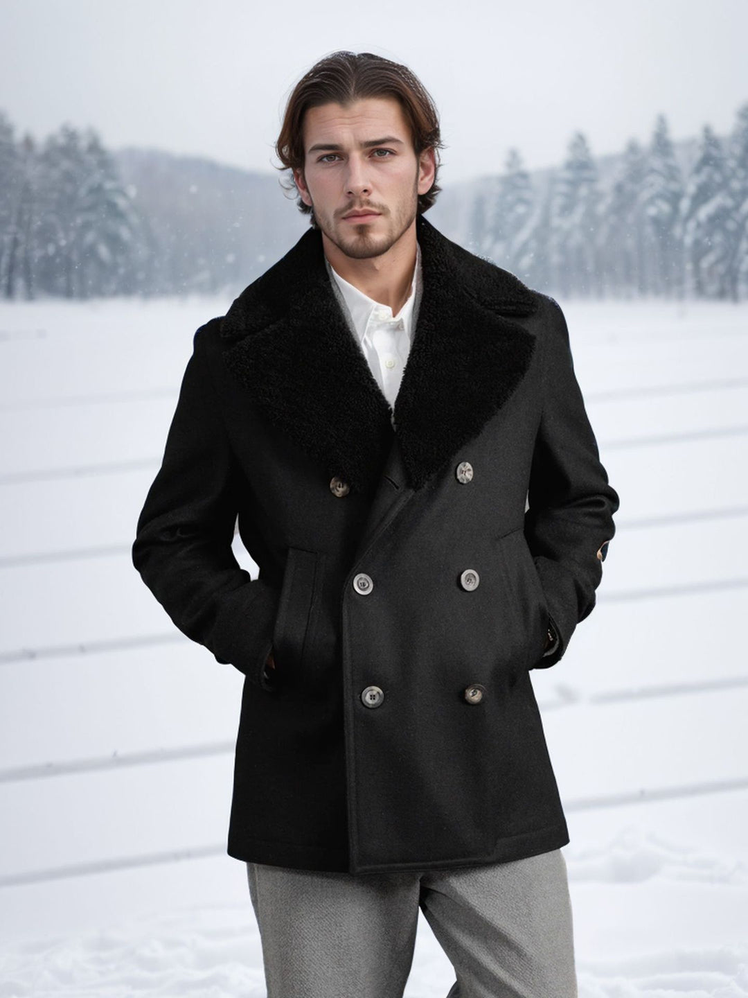 Herren eleganter Lammfell-Bomberjacke Echoarchiv