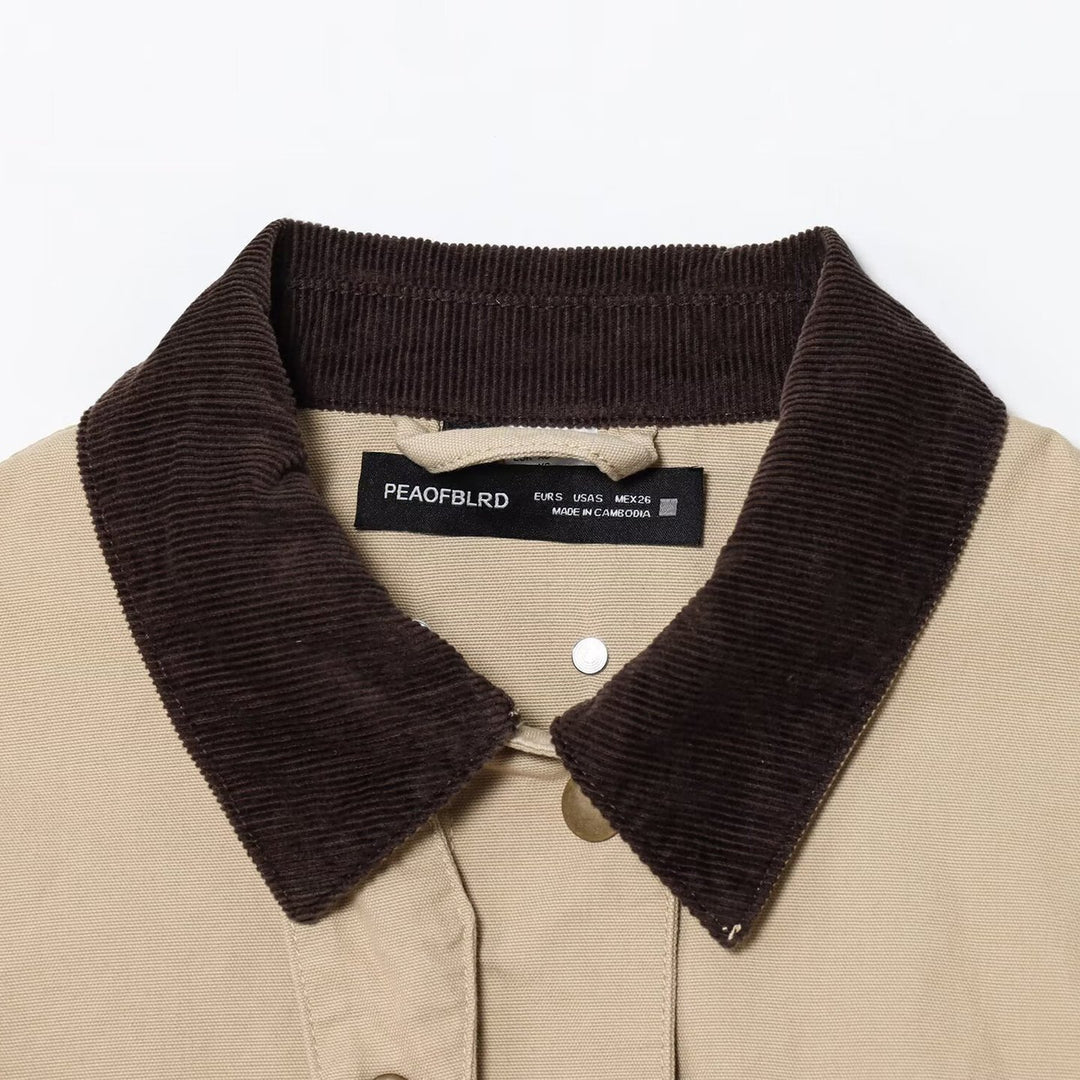 Damen Cropped-Workjacke mit Cordkragen, aufgesetzten Taschen und Tunnelzug Echoarchiv
