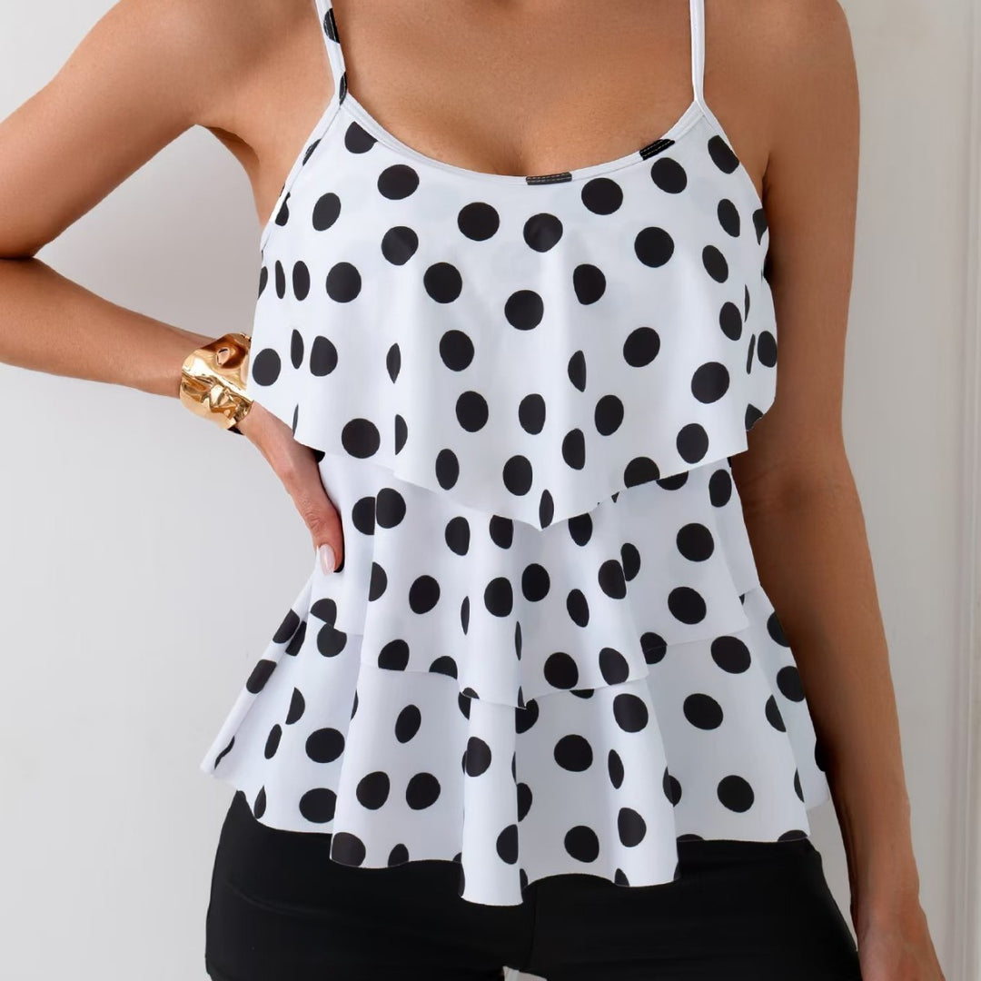 Damen Tankini-Set mit schickem Polka-Dot-Oberteil und bequemen Shorts Echo Archiv