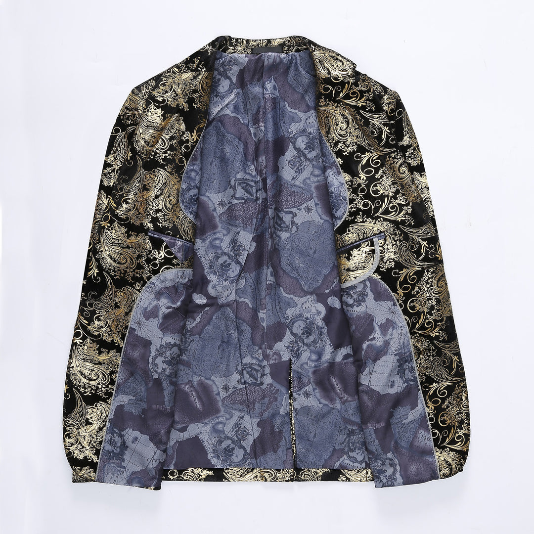 Herren eleganter Smoking-Blazer mit floralen Paillettenmustern Echoarchiv