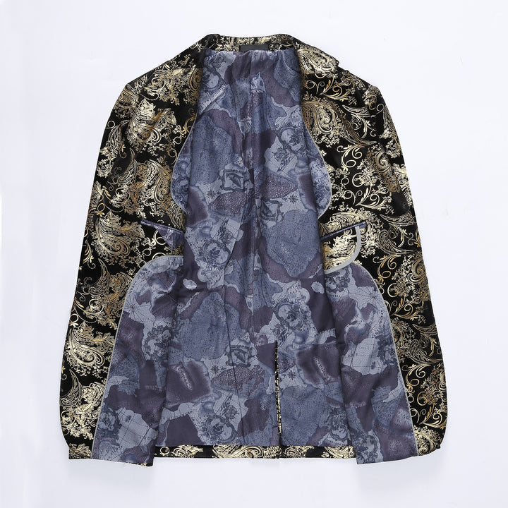 Herren eleganter Smoking-Blazer mit floralen Paillettenmustern Echoarchiv