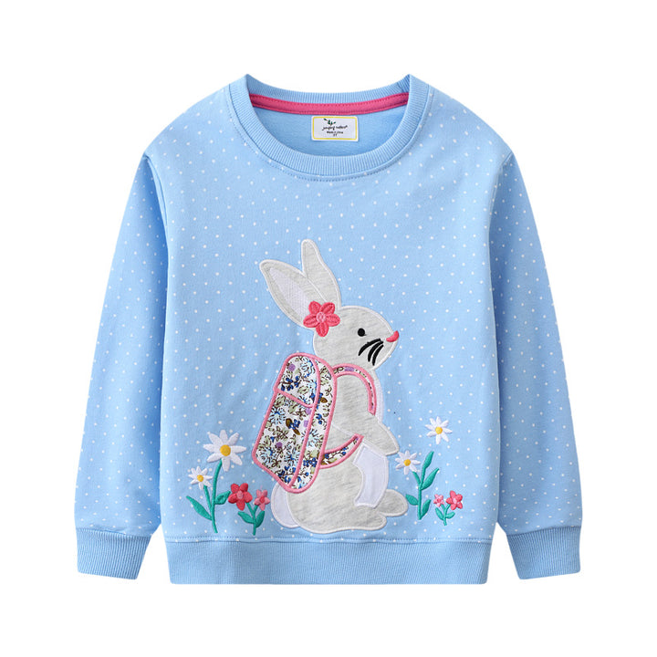 Mädchen Sweatshirt mit niedlichem Hasen- und Blumenmotiv Echo Archiv