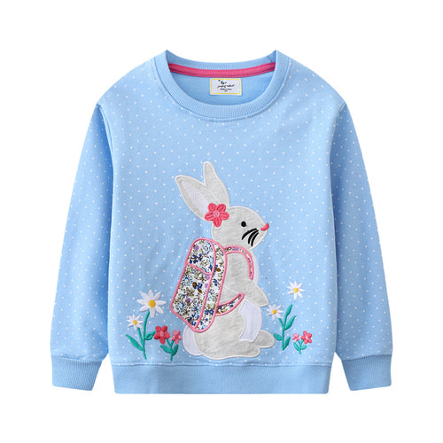 Mädchen Sweatshirt mit niedlichem Hasen- und Blumenmotiv Echo Archiv