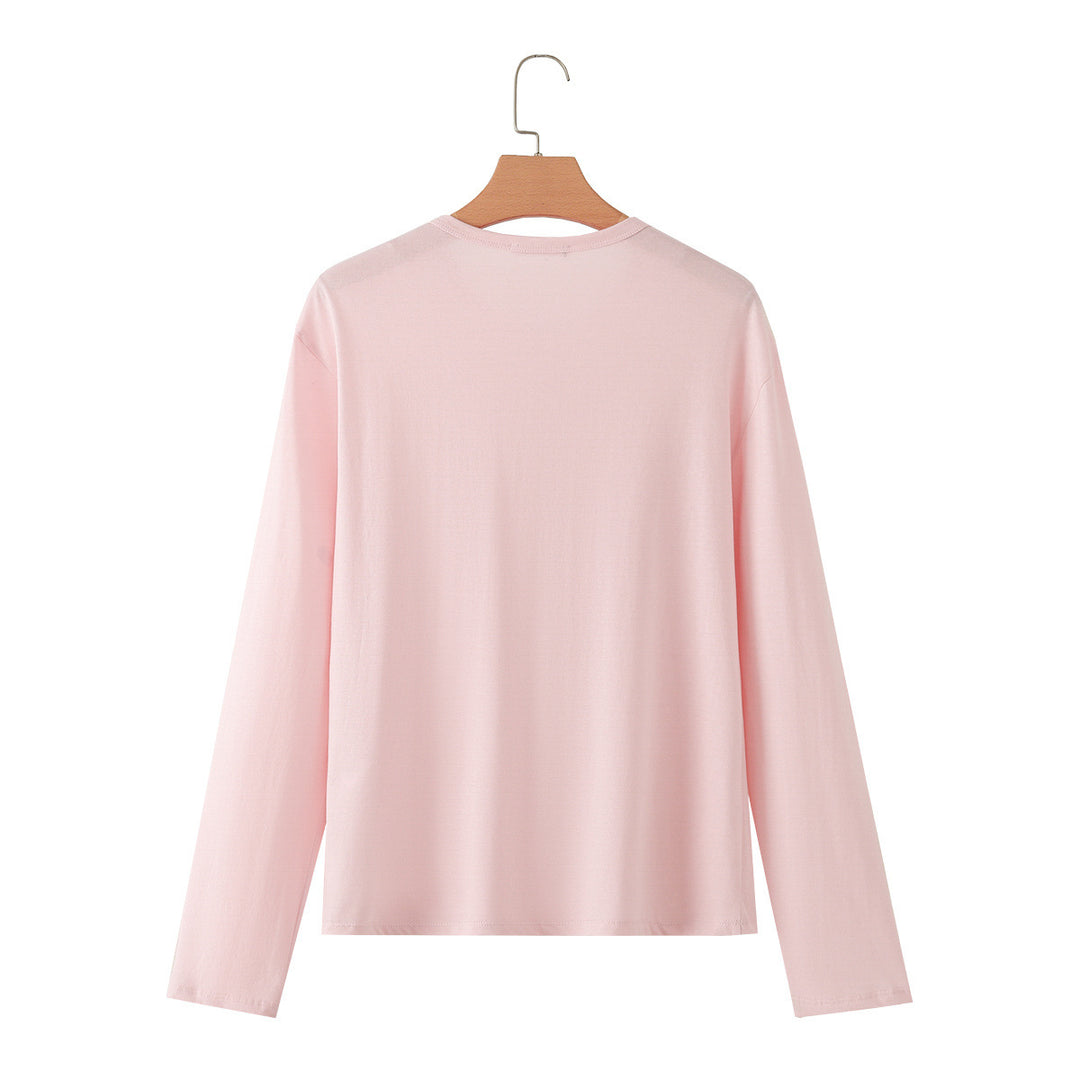 Damen Langarm-Henleyshirt mit Knopfleiste und aufgesetzten Brusttaschen Echo Archiv