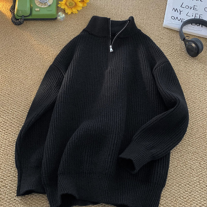 Herren lässiger Stehkragenpullover mit Reißverschluss Echoarchiv