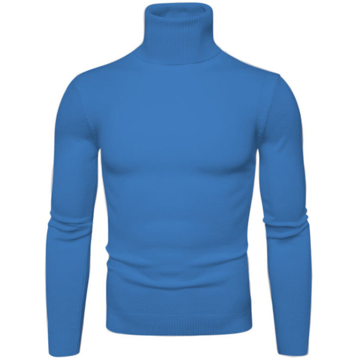 Herren Strickpullover mit hohem Kragen und schmalem Schnitt Echoarchiv