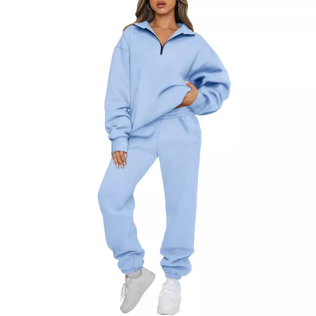 Damen nan lässiges Halbzip-Lounge-Set mit oversized Sweatshirt und taillenhoher Jogginghose Echo Archiv