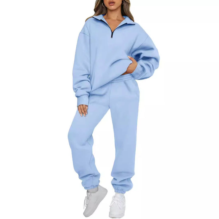 Damen nan lässiges Halbzip-Lounge-Set mit oversized Sweatshirt und taillenhoher Jogginghose Echo Archiv