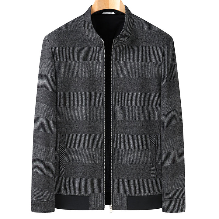 Herren Bomberjacke mit Jacquard-Streifenstruktur, Stehkragen und verdecktem Reißverschluss Echo Archiv
