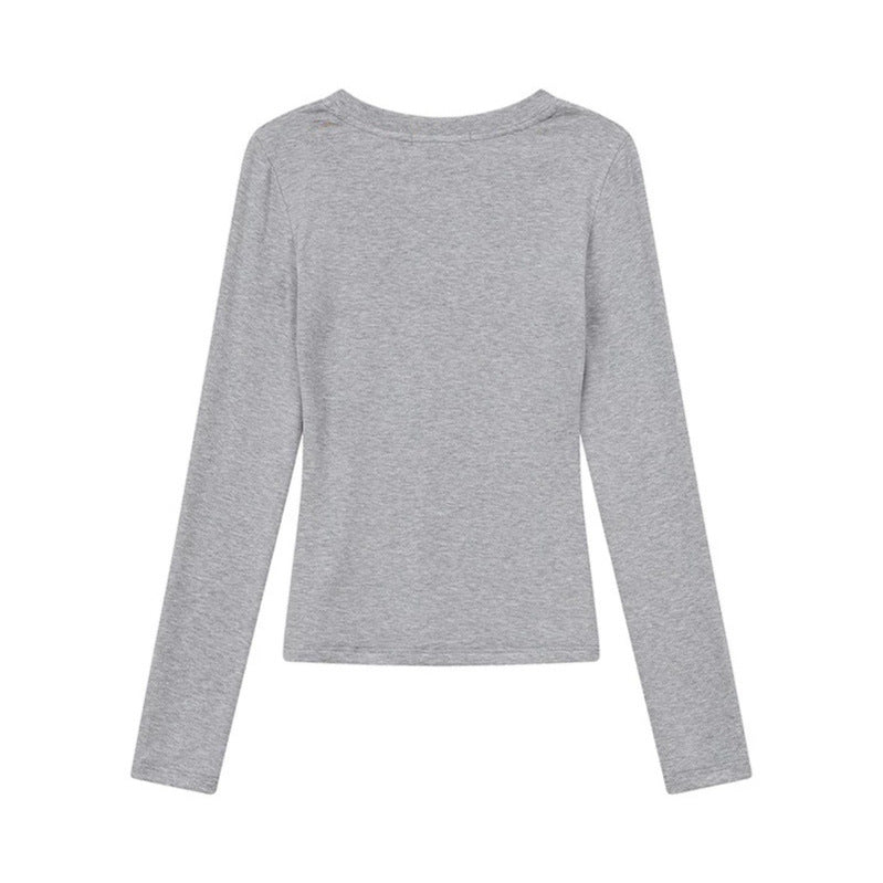 Damen Langarmshirt mit V-Ausschnitt und tailliertem Slim-Fit Echoarchiv