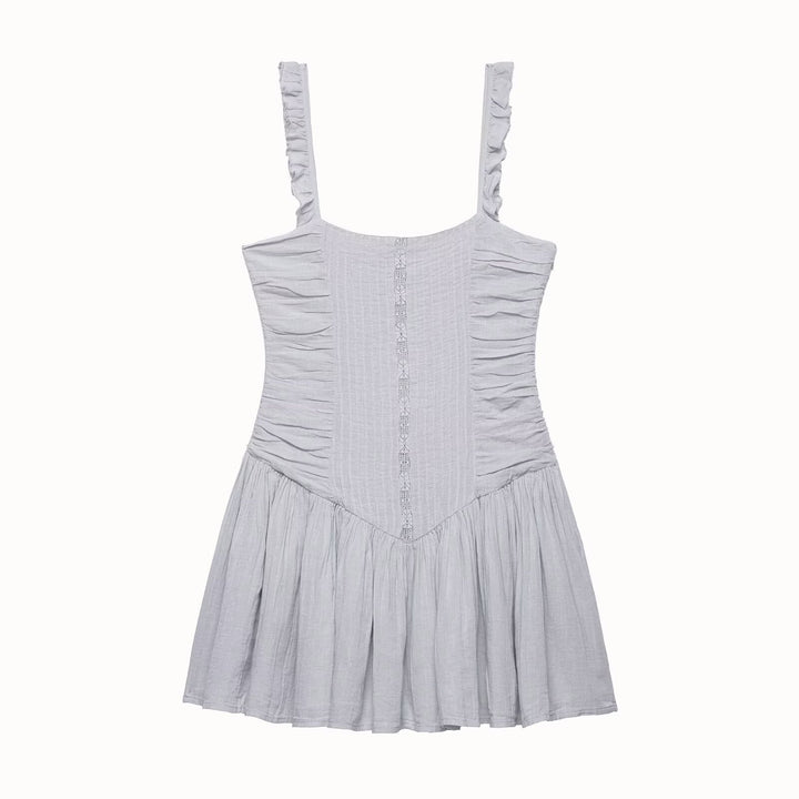 Damen luftiges Babydoll-Kleid mit Rüschendetails und elastischer Taillierung Echo Archiv
