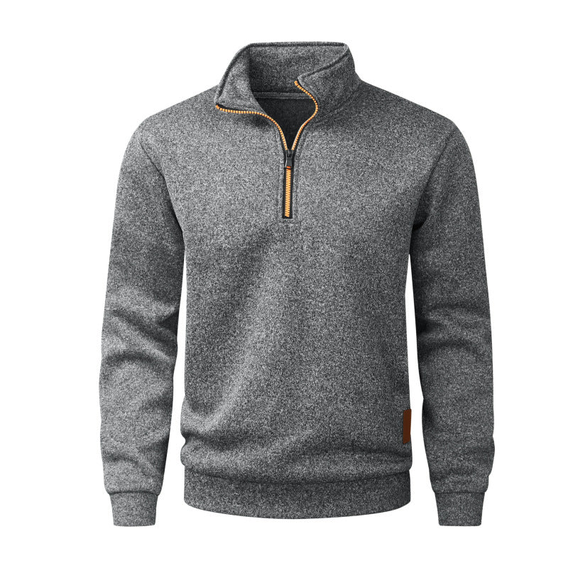 Herren Halbzip‑Pullover aus meliertem Strick mit Stehkragen und Reißverschluss Echo Archiv