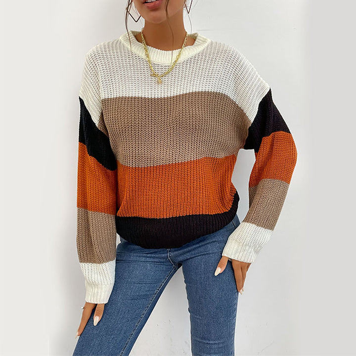 Damen Lässiger Strickpullover mit Farbblock Echo Archiv