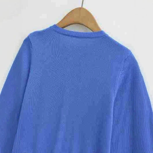 Damen Fein gestrickte Rundhals-Strickjacke mit Knopfleiste und Rippbündchen Echoarchiv