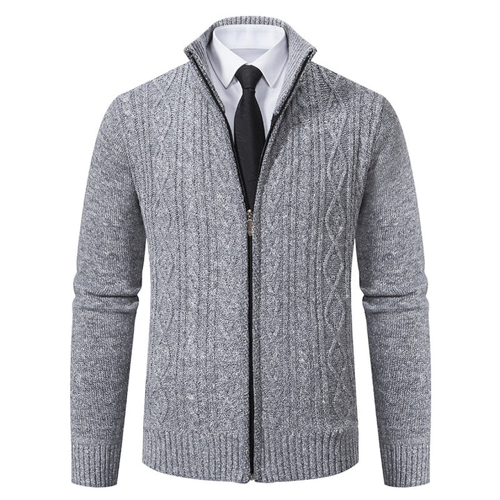 Herren Strickjacke mit Stehkragen und strukturierter Musterung Echoarchiv