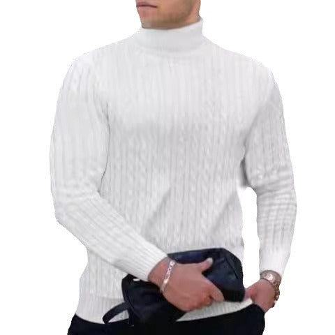 Herren Pullover mit hohem Kragen und strukturiertem Zopfmuster Echoarchiv