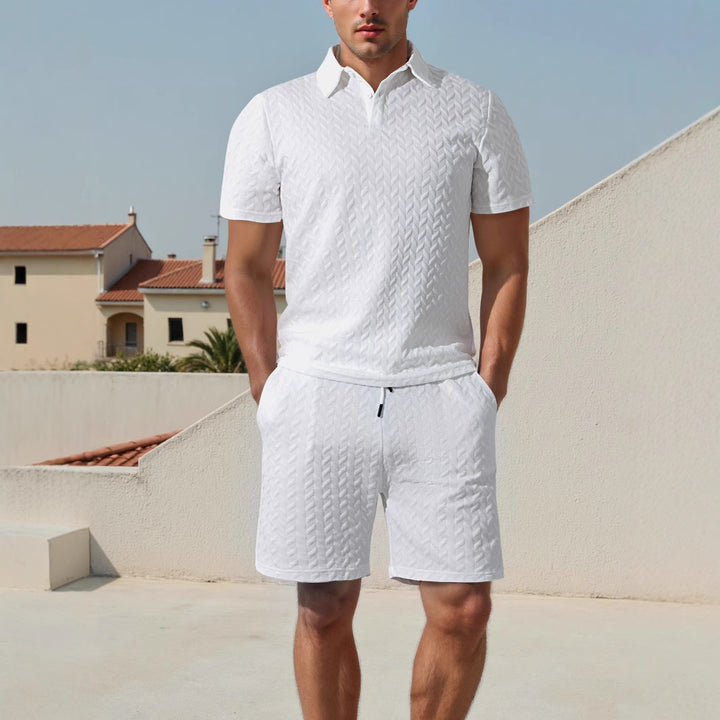Herren Polo-Shirt und Shorts Set mit atmungsaktivem Design und elastischem Bund Echoarchiv