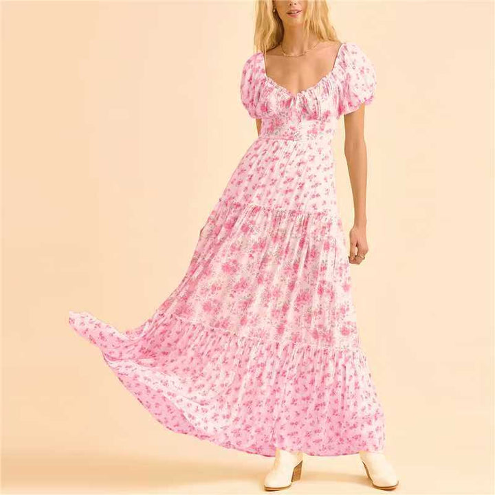 Damen Maxikleid mit blumigem Design und hochwertigen Puffärmeln Echo Archiv