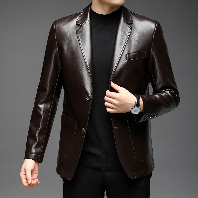 Herren Kunstleder-Sakko mit schlanker Passform und Notch-Revers Echo Archiv