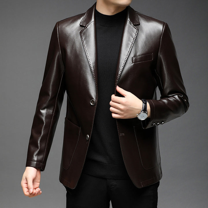 Herren Kunstleder-Sakko mit schlanker Passform und Notch-Revers Echo Archiv