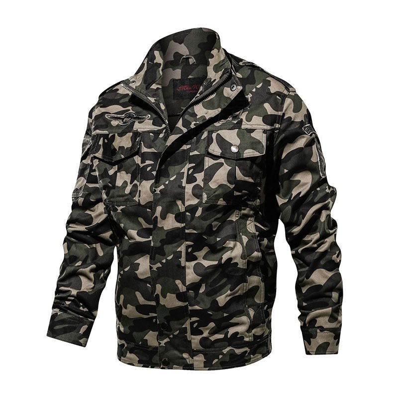Herren Camouflage-Fieldjacke im Military-Utility-Stil mit Epauletten, Mehrfach-Taschen und Reißverschluss Echoarchiv