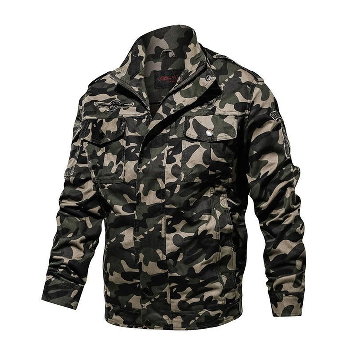 Herren Camouflage-Fieldjacke im Military-Utility-Stil mit Epauletten, Mehrfach-Taschen und Reißverschluss Echoarchiv