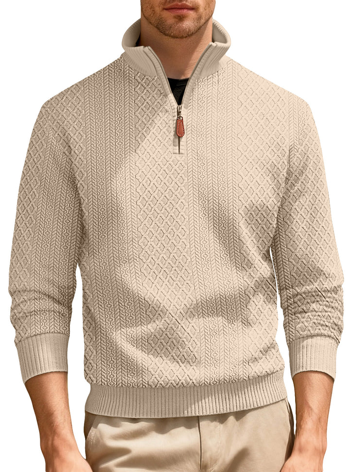 Herren Strickpullover mit hohem Kragen und strukturierter Oberfläche Echoarchiv