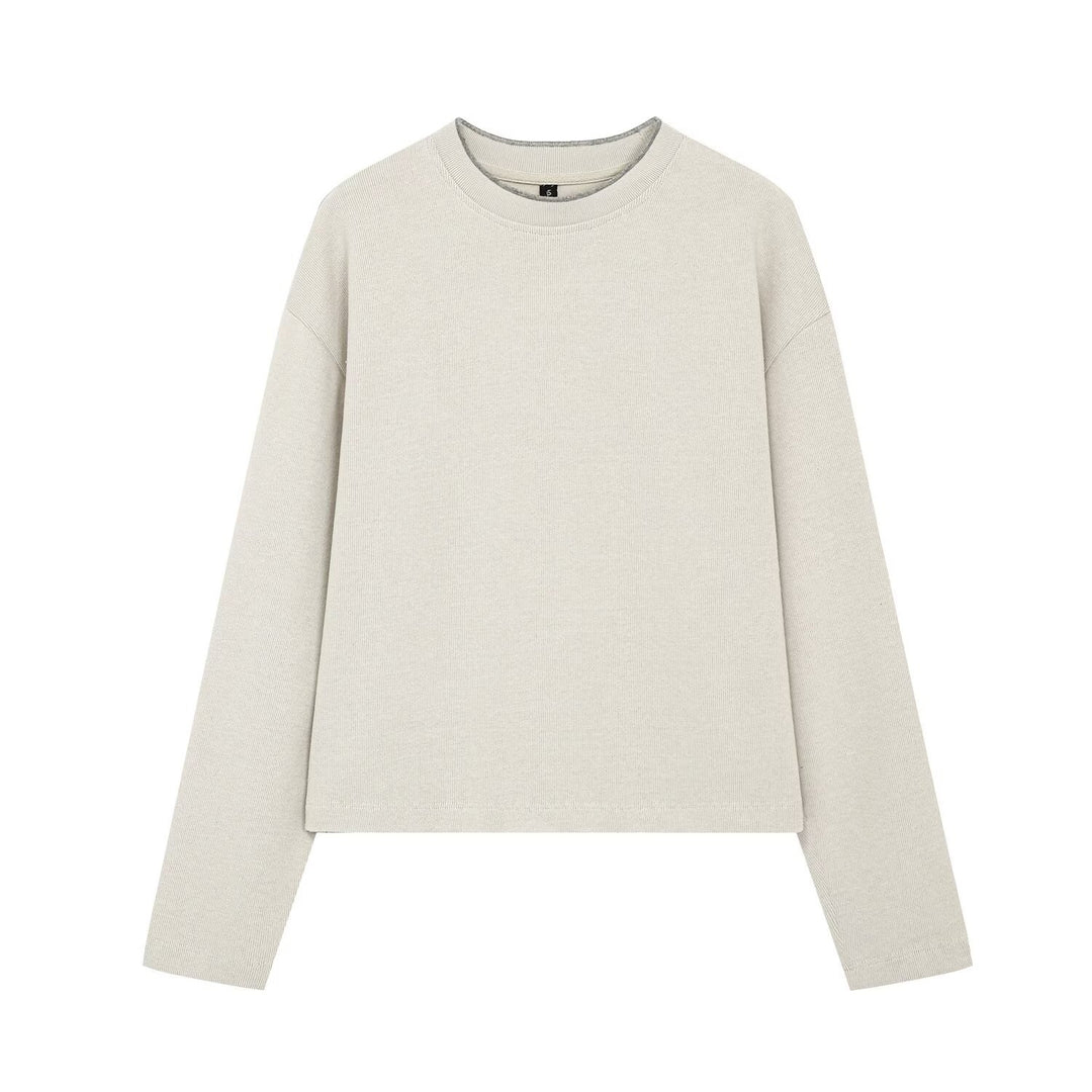 Damen Boxy-Rippstrick-Pullover mit Rundhalsausschnitt Echoarchiv