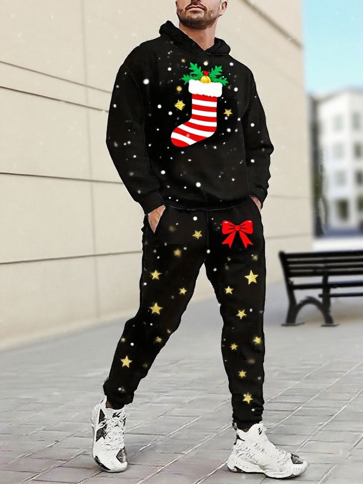 Herren Weihnachtsmotiviere Kapuzenpullover und Jogginghose Set Echoarchiv