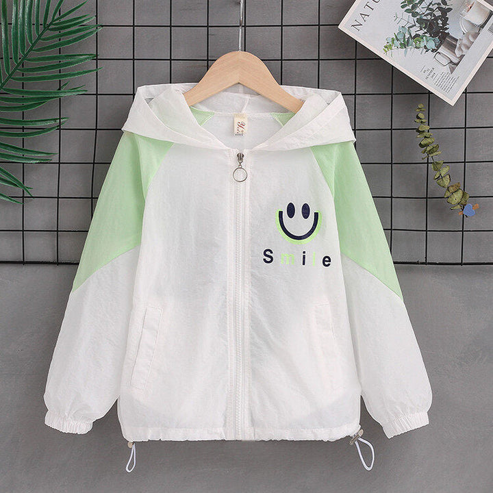 Damen nan leichte Kapuzenjacke mit Smiley-Print, verstellbarem Saum und elastischen Bündchen  Echo Archiv