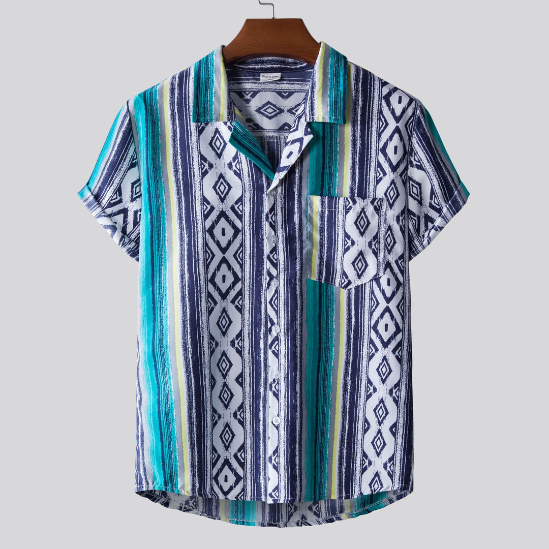 Herren Kurzarmhemd mit einzigartigem tribal-inspiriertem Design Echoarchiv