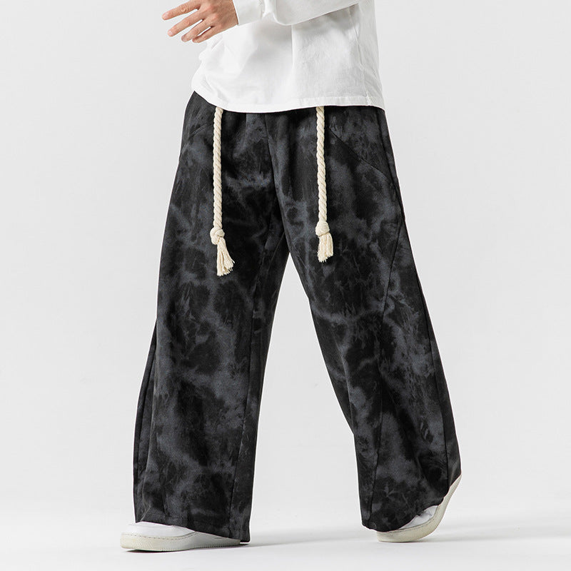 Herren Extraweite Batik-Loungehose im Baggy-Cut mit dekorativem Kordelzug Echo Archiv