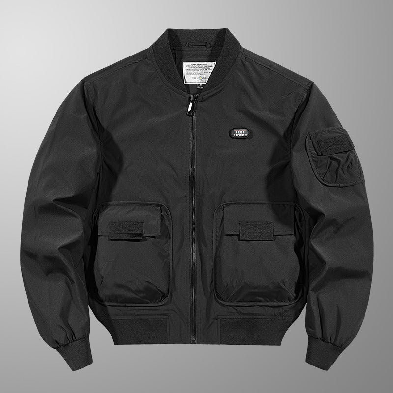 Herren  leichte matte Nylon Flug Bomberjacke mit übergroßen Klappen-Pattentaschen Echo Archiv
