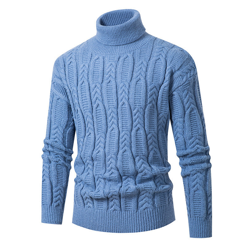 Herren Hochwertiger Rollkragenpullover mit Strukturmuster Echoarchiv