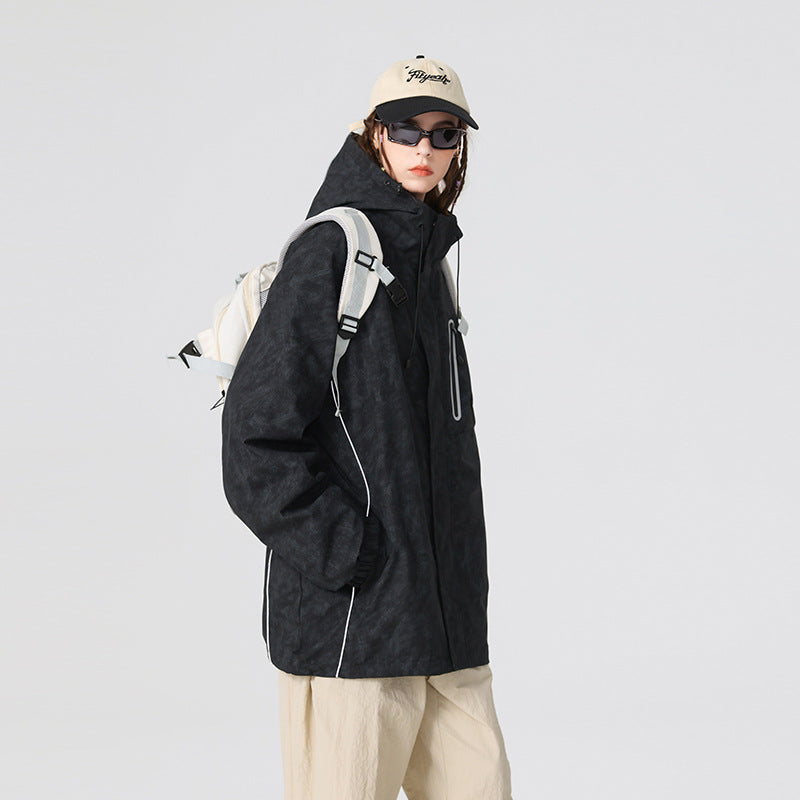 Herren technische Regenjacke mit Kapuze, wasserdichtem Material und Brust-Reißverschluss Echo Archiv