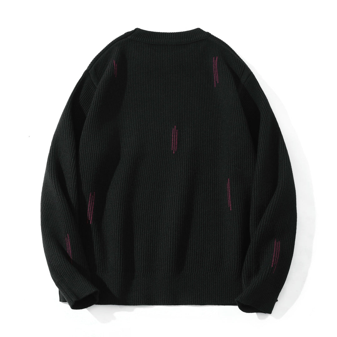 Damen Komfortabler Rippstrick-Pullover in Oversize-Silhouette mit Rundhals und dezentem Destroyed-Look Echoarchiv