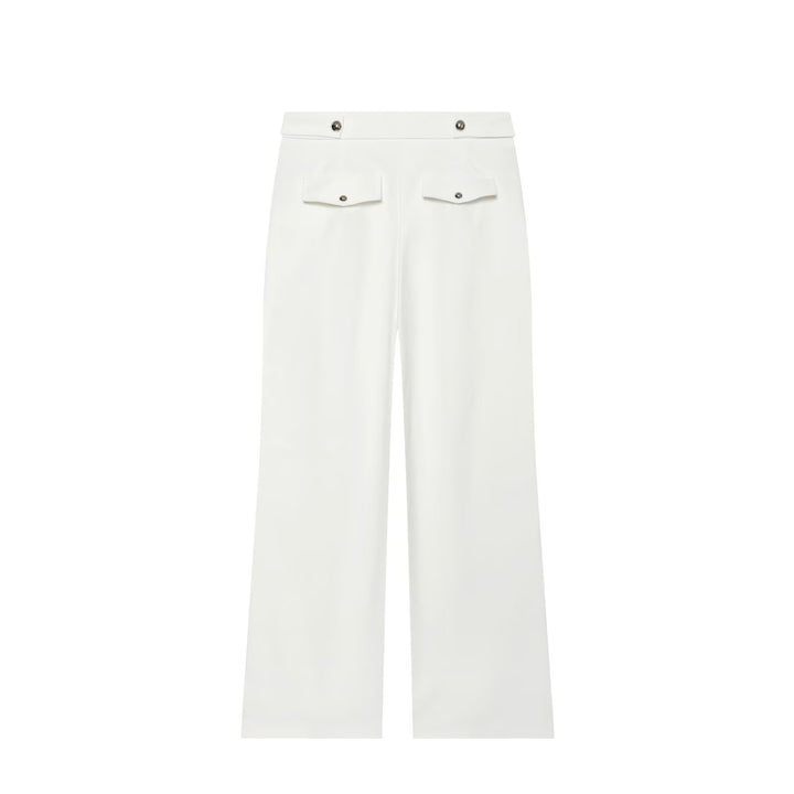 Damen Hochgeschnittene weite Hose mit sichtbarer Knopfleiste und Bundriegel Echoarchiv