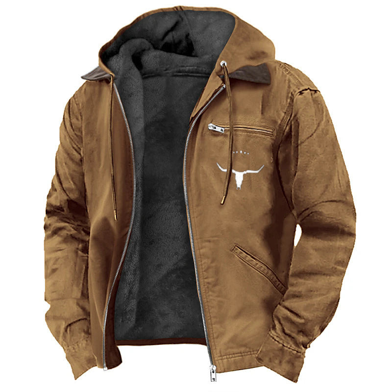 Herren nan wattierte Kapuzenjacke mit Teddyfutter und robuster Canvas-Aussenschicht Echo Archiv
