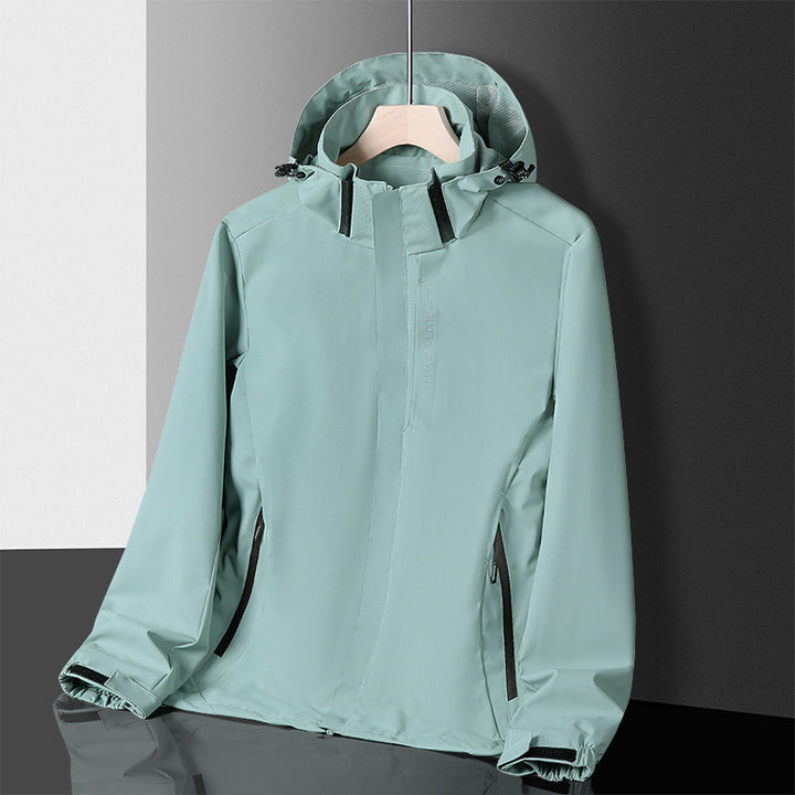 Herren Leichte technische Regenjacke mit Kapuze und dezenter Camouflage‑Textur – Taviero